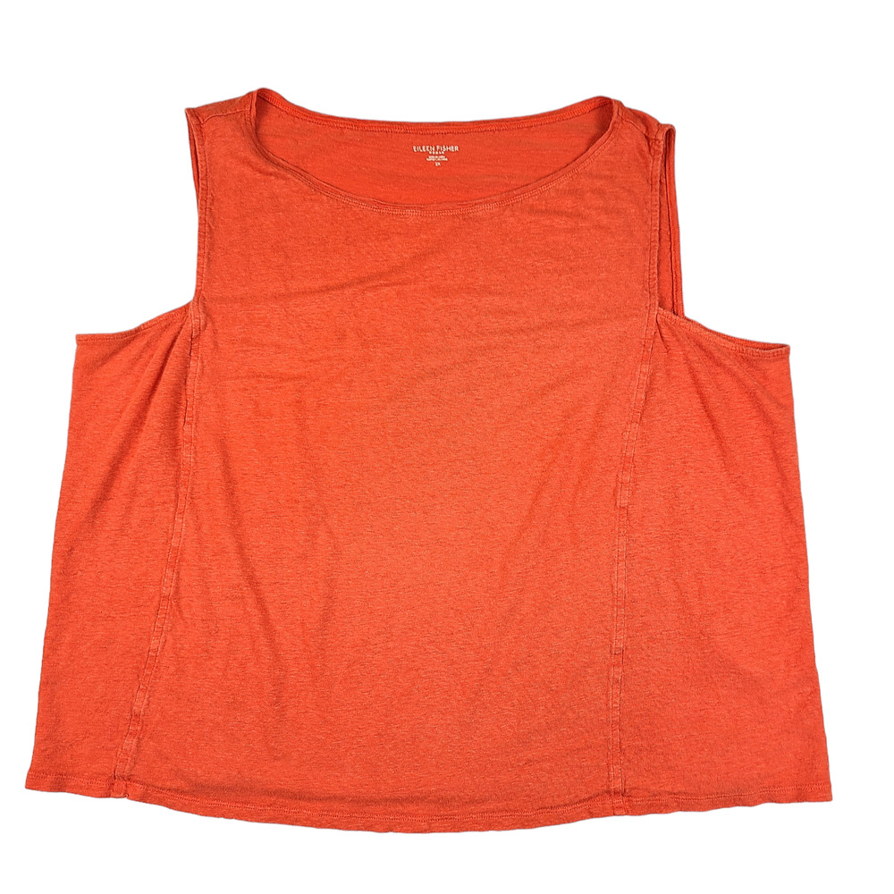 Eileen Fisher Linen Tank Top Size 2X Orange Scoop Neck